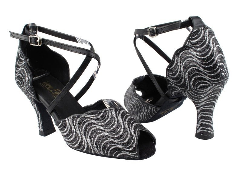 2708 213 Black Silver Wave Glitter_Black Leather Trim