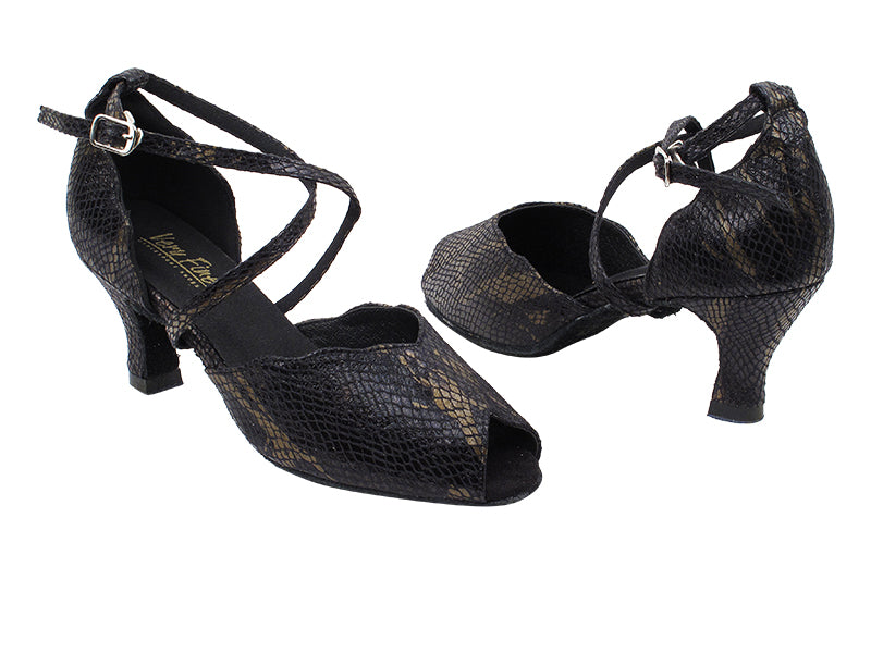 2708 85 Black Snake with 2.5&quot; low heel in the photo