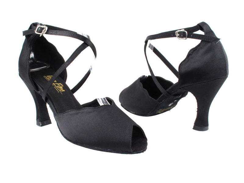 2708 Black Satin with 3" Heel in the photo