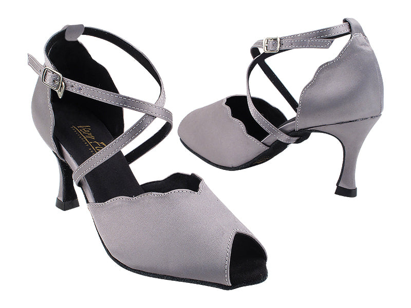 2708 263 Grey Satin with 2.75&quot; Slim Flare Heel (386) in the photo