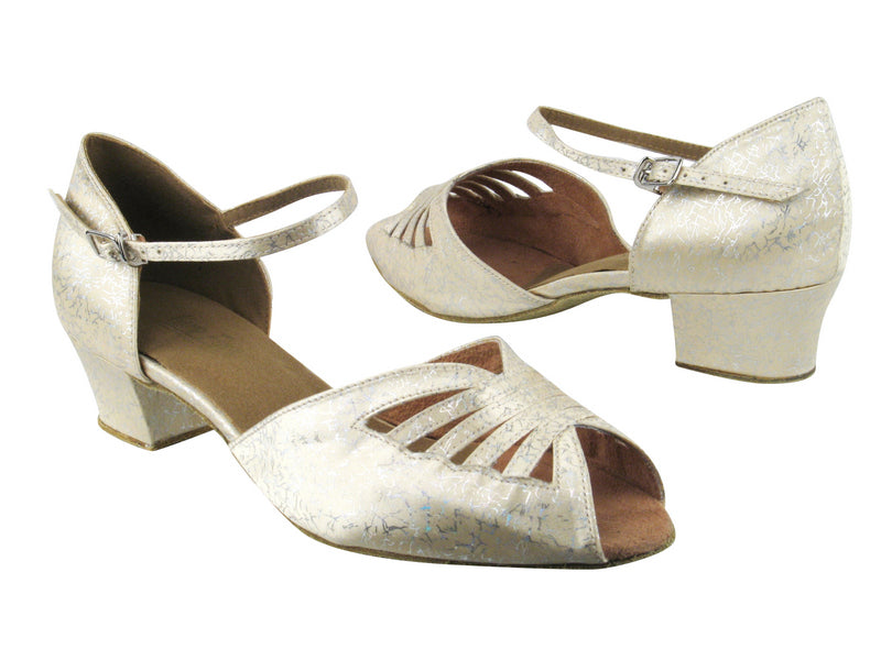 2709 103 Flesh Flower Satin with 1.5&quot; medium heel in the photo