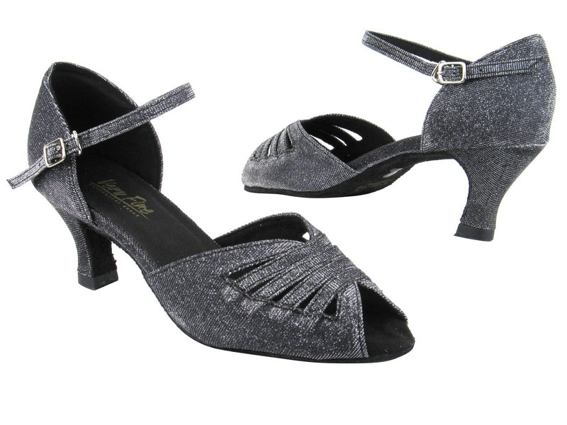 2709 105 Glitter Black Satin with 2.5&quot; Heel in the photo