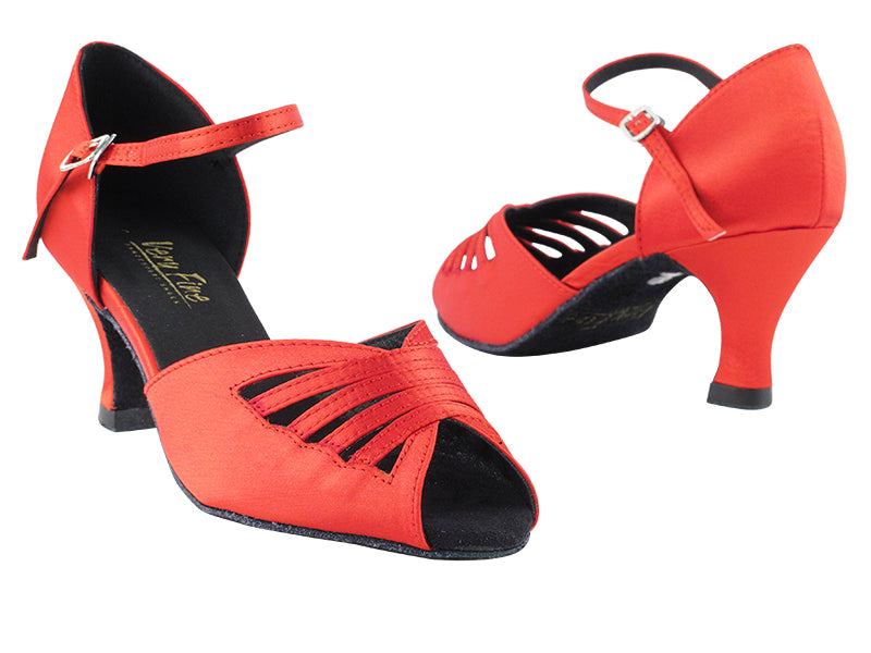 2709 112 Red Satin with 2.5" Heel in th photo