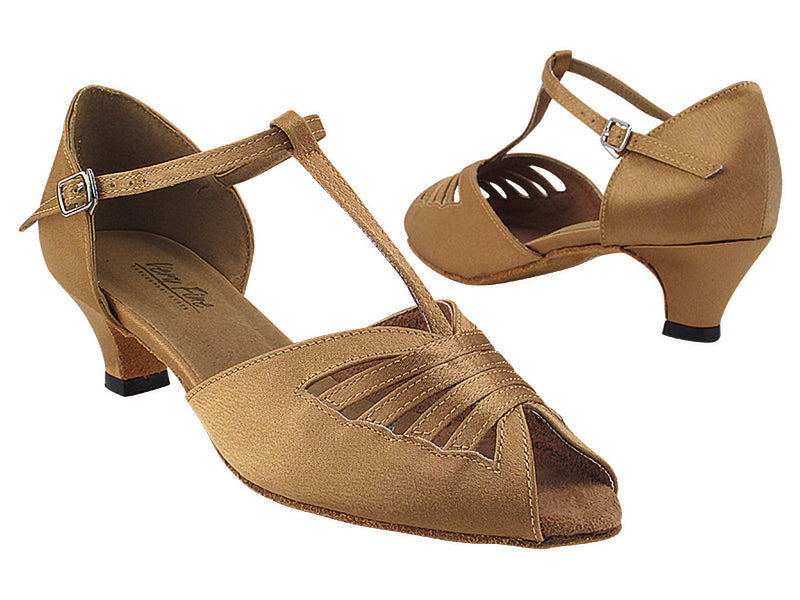 2709 Brown Satin_T Strap with 1.3&quot; Cuban Heel (387) in the photo