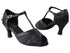 2711 38 Black Satin_140 Black PU Trim with 2.5" low heel in the photo