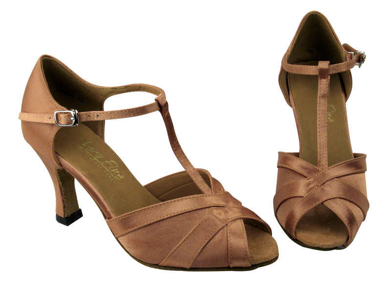 2711 Brown Satin with 3&quot; heel in the photo