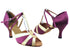 2712 111 Purple Satin_57 Light Gold Leather Trim_1650 BackStrap with 2.75" Heel in the photo