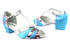 2712 104 Blue Flower Satin_Silver Leather Trim with 1.5" Medium Heel in the photo