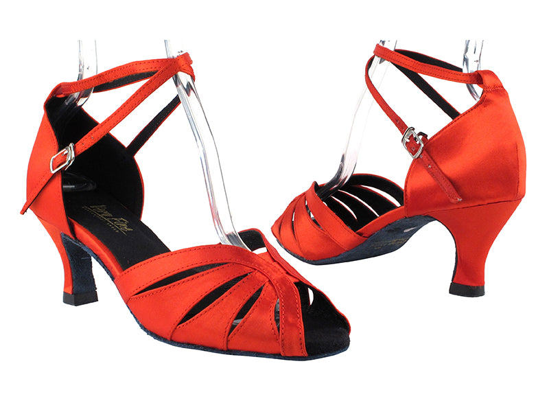 2713 112 Red Satin with 2.5&quot; Heel in the photo