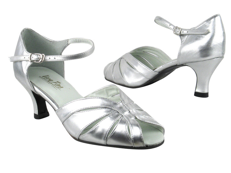 2713 119 Silver Leather_1616 BackStrap with 2.5&quot; Heel in the photo