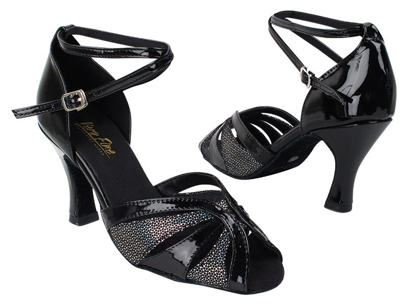 2713 58 Black Patent_322 Black Iridescent Diamond Velvet with 3&quot; Heel in the photo