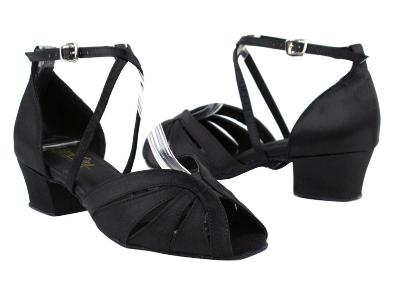 2713 Black Satin_1601 BackStrap with 1.5" Medium Heel in the photo