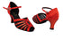 2719 112 Red Satin_10 Red Sparkle_T_H_Black Mesh with 2.5" Heel in the photo