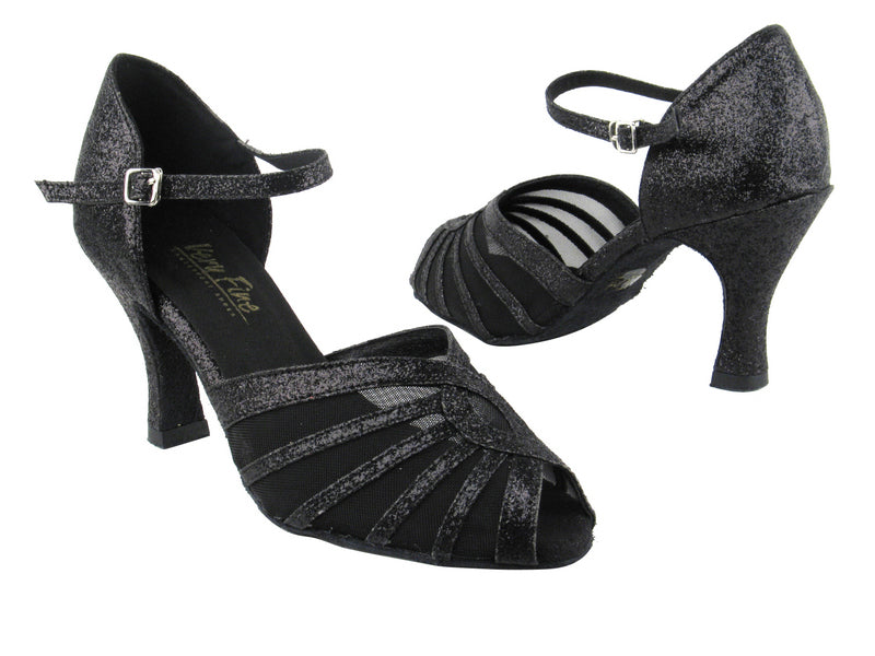 2719 127 Black Stardust_Black Mesh with 3" Heel in the photo