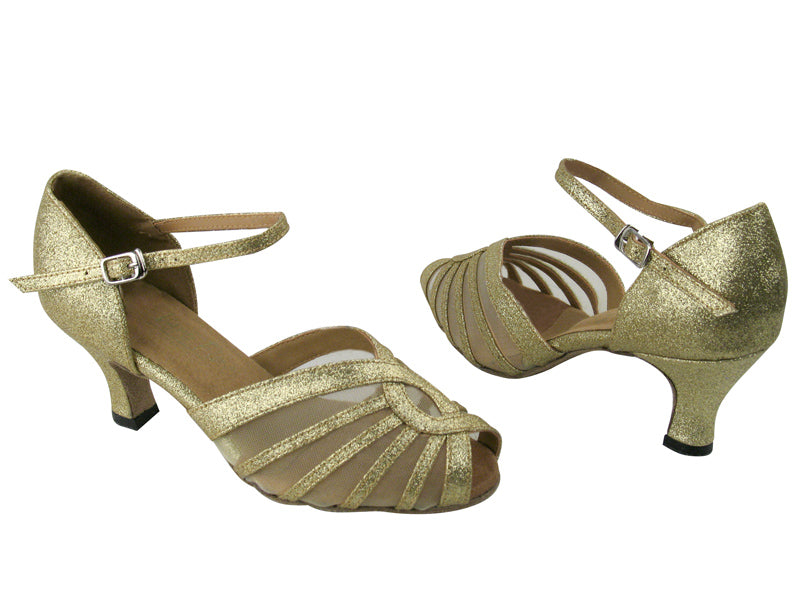 2719 174 Light Gold Stardust &amp; Flesh Mesh with 2.5&quot; Low Heel in the photo