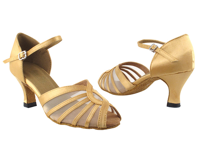 2719 80 Light Gold Satin with 2.5&quot; Heel in the photo