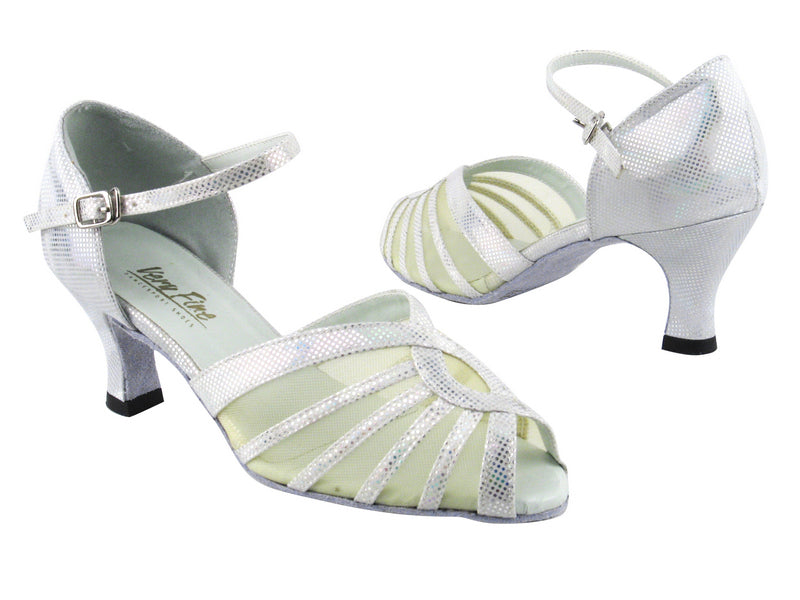 2719 86 Silver Laser Satin_Flesh Mesh with 2.5&quot; low heel in the photo