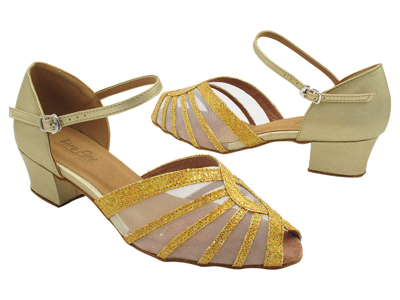 2719 173 Light Gold Scale_F_Light Gold Leather_B_Flesh Mesh with 1.5&quot; Heel (2001) in the photo