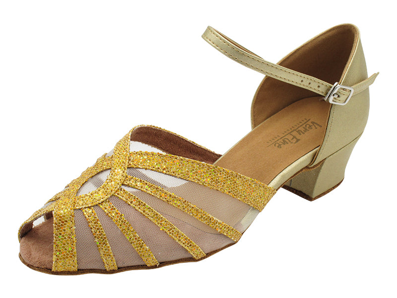 2719 173 Light Gold Scale_F_Light Gold Leather_B_Flesh Mesh with 1.5&quot; Heel (2001) in the photo