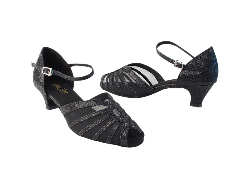 2719 269 Black Scale_Black Mesh with 1.3&quot; Cuban Heel in the photo