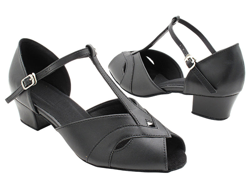 2720 Black Leather with 1.5&quot; Medium heel in the photo