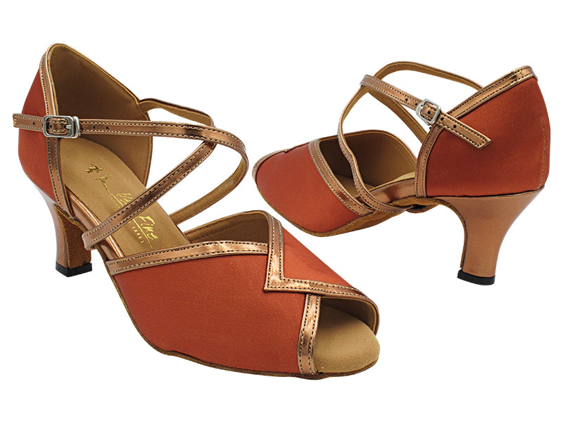 2721 Dark Tan Satin_Dark Tan Copper Trim with 2.5&quot; Heel (2899) in the photo