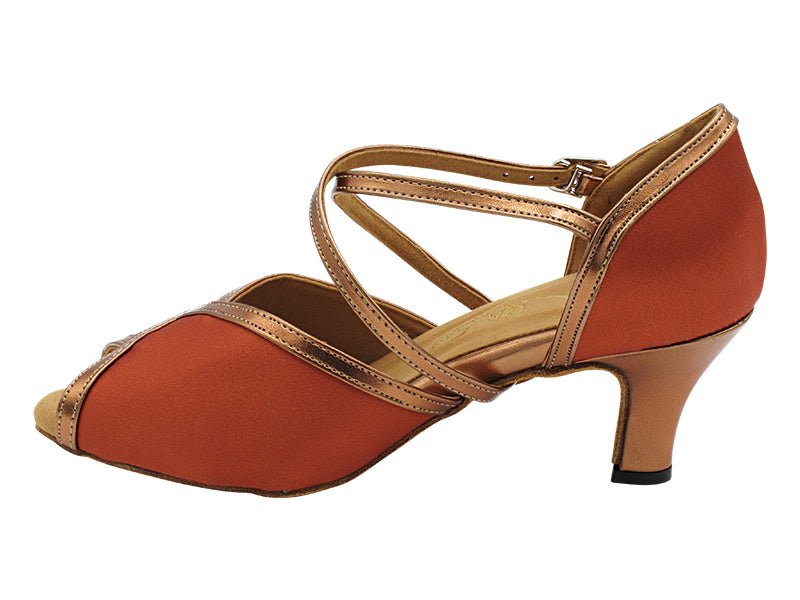 2721 Dark Tan Satin_Dark Tan Copper Trim with 2.5&quot; Heel (2899) in the photo