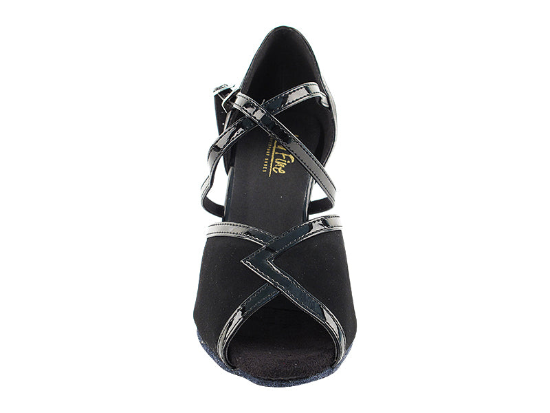 2721 Nubuck negro y detalles de charol negro