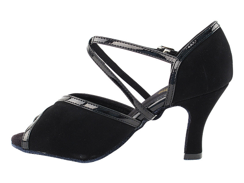 2721 Nubuck negro y detalles de charol negro