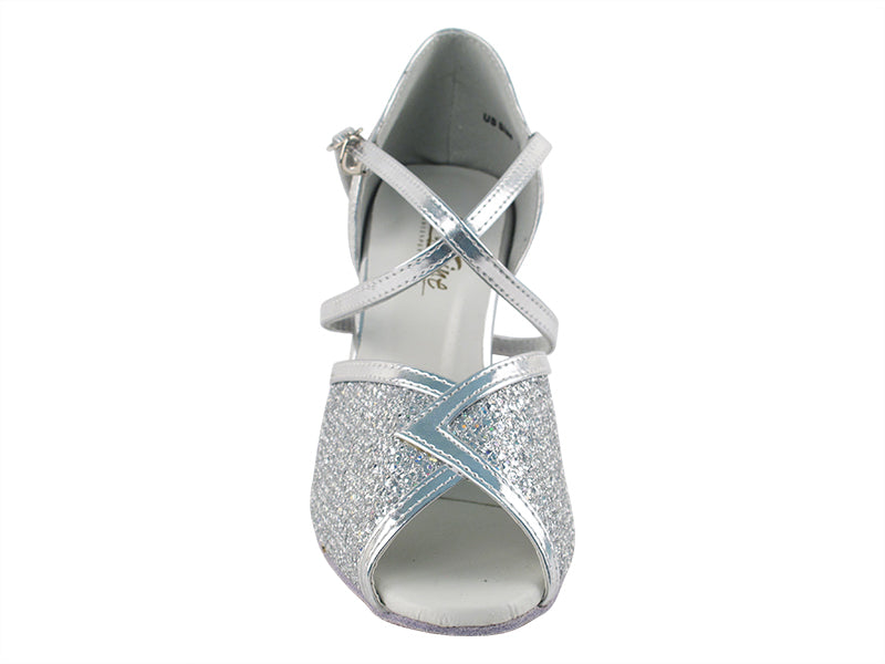 2721 Silver Sparklenet &amp; Silver Leather Trim