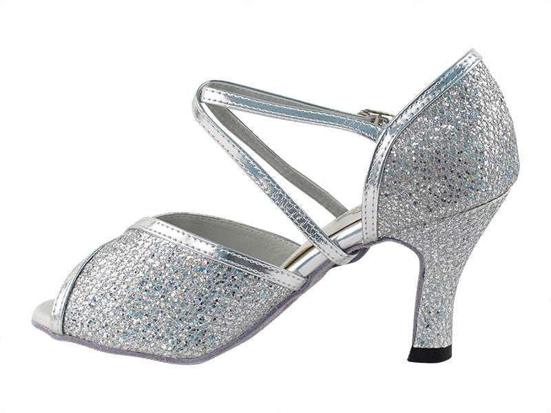 2721 Silver Sparklenet &amp; Silver Leather Trim