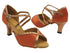 2723 Dark Tan Satin & Dark Tan Gold Trim with 2.5" Heel (2899) in the photo