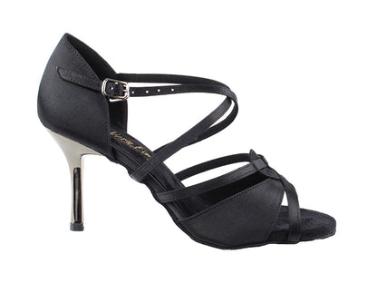 2737LEDSS Black Satin with 3&quot; slim heel in the photo