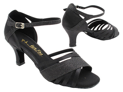 2770LEDSS Black Glitter Satin &amp; Black Satin with 2.5&quot; Heel (2899) in the photo