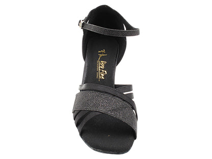 2770LEDSS Black Glitter Satin &amp; Black Satin with 2.5&quot; Heel (2899) in the photo