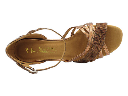 2770LEDSS Copper Glitter Satin &amp; Dark Tan Copper with 2.5" Heel (2899) in the photo