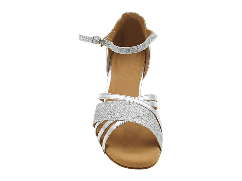 2770LEDSS Silver Glitter Satin &amp; Silver Leather with 2.5" Heel (2899) in the photo