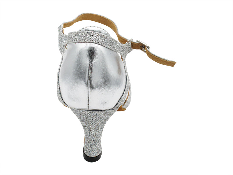 2770LEDSS Silver Glitter Satin &amp; Silver Leather with 2.5" Heel (2899) in the photo