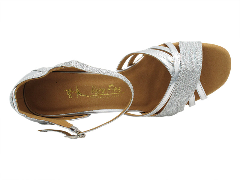 2770LEDSS Silver Glitter Satin &amp; Silver Leather with 2.5" Heel (2899) in the photo