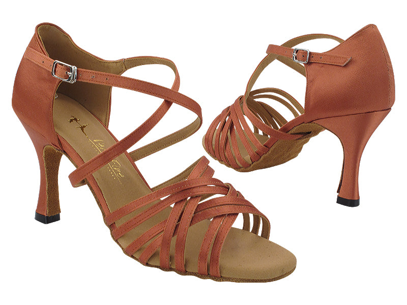 2784LEDSS Dark Tan Satin  3&quot; Heel (5059) in the photo