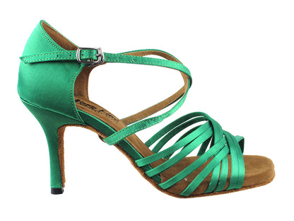 2784LEDSS Green Satin with 3&quot; slim heel in the photo