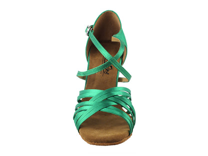 2784LEDSS Green Satin with 3&quot; slim heel in the photo