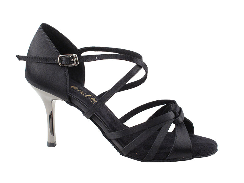 2791LEDSS Black Satin with 3&quot; slim heel in the photo