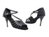 2824LEDSS Black Satin_Black Glitter with 3.5" Stiletto Black Plated Heel in the photo