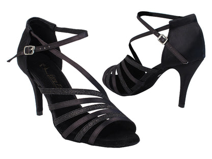 2824LEDSS Black Satin_Black Glitter with 3&quot; Stiletto Satin Wrapped Heel in the photo