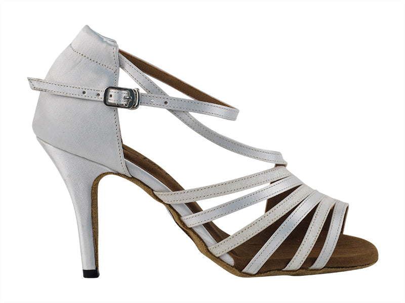 2824LEDSS Ivory Satin_White Glitter with 3.5&quot; Stiletto Heel in the photo