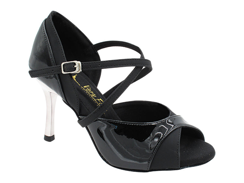 2828LEDSS Black Patent_Black Nubuck with 3 INCH SLIM METALLIC HEEL (6646) in the photo