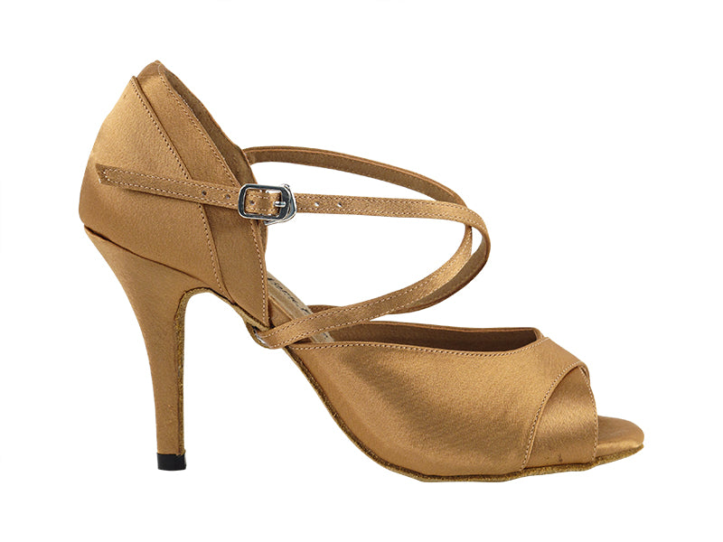2828LEDSS Brown Satin with 3.5" Stiletto Heel in the photo