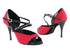 2828LEDSS Red Velvet_Black Patent with 3.5" Stiletto Black Plated Heel in the photo