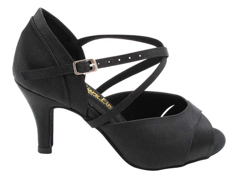 2828LEDSS Black Satin with 3 INCH STILETTO HEEL (428) in the photo